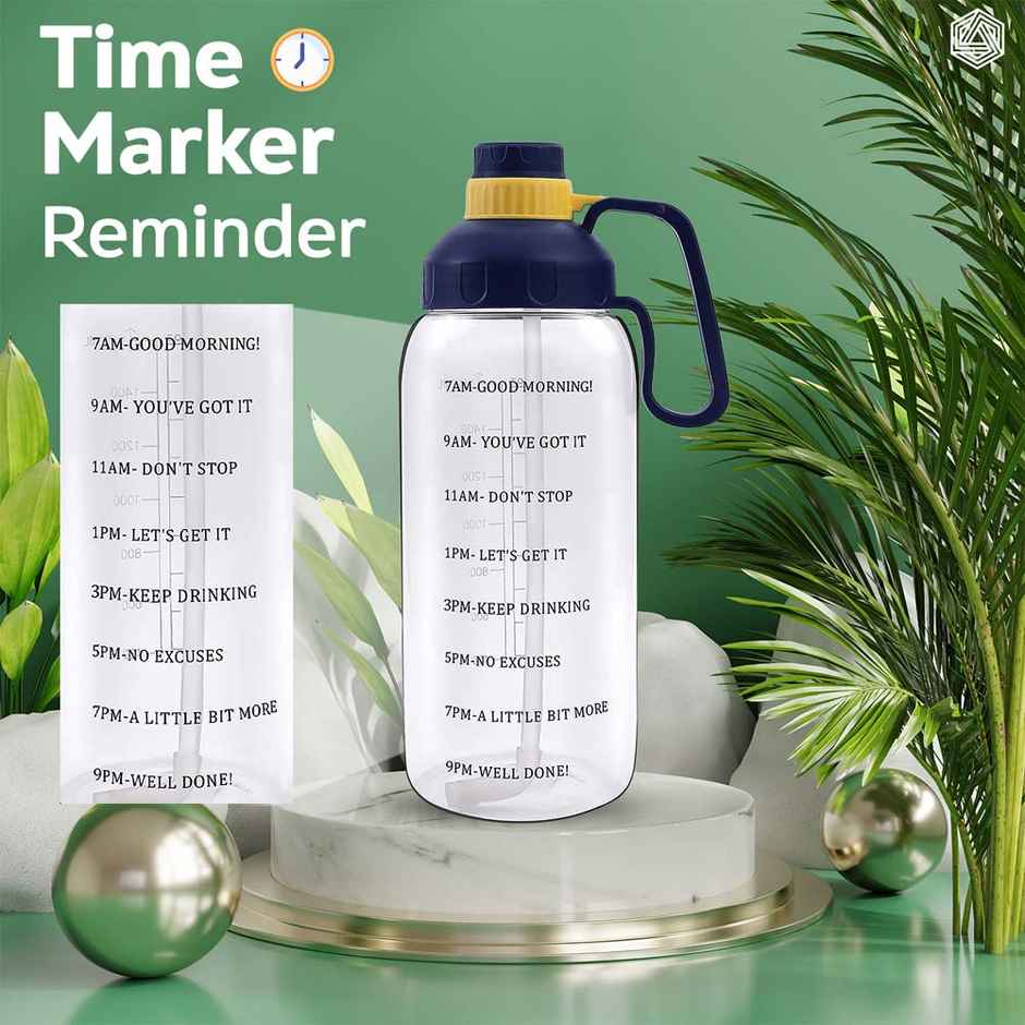 Boldfit 2L Gym Gallon Bottle with Motivational Time Markers | Transparent
